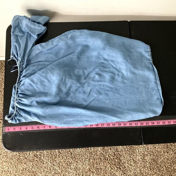 Zara Top Women S Blue Layered Sleeves Off the Shoulders Denim Tunic Peasant - Picture 6 of 7